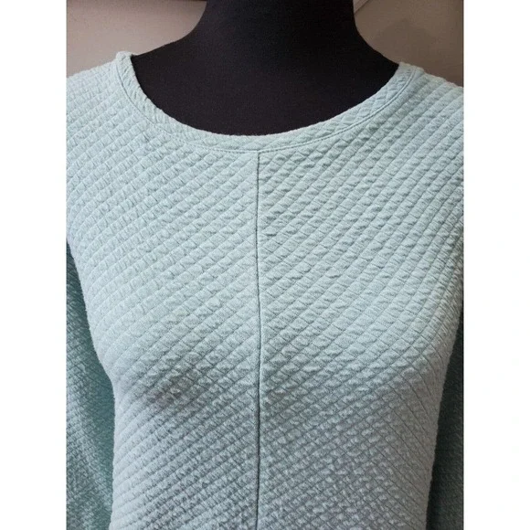 Pure Jill Women's Blue Cotton Round Neck Long Sleeve Casual Blouse Size Medium - Picture 3 of 11